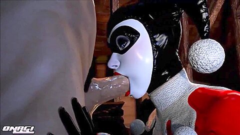 Classic Harley Quinn Bobbing On His Knob During Oral Sex